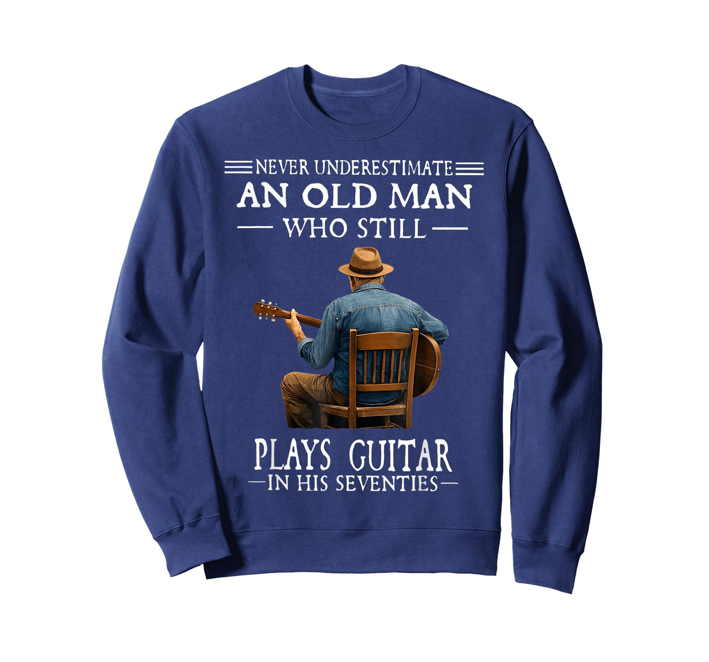 Never Underestimate an Old Man Who Plays Guitar Seventies T-Shirt