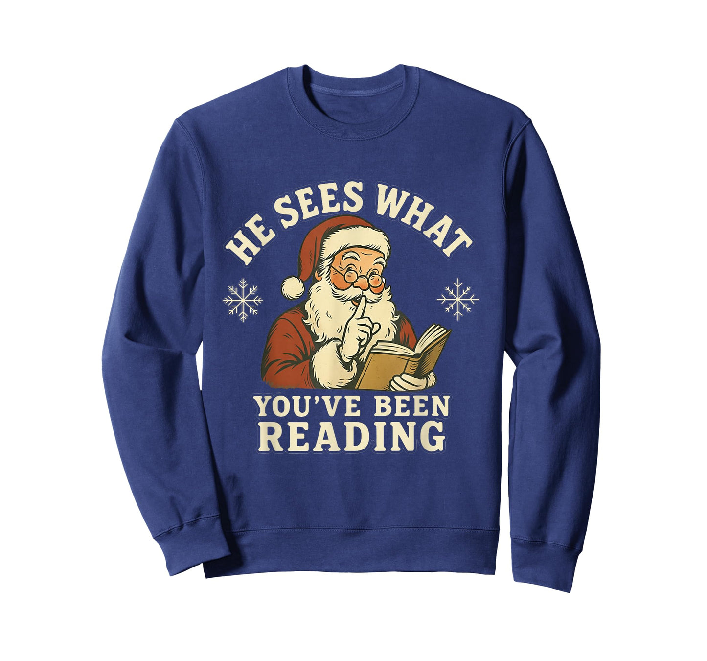 He Sees What You've Been Reading Funny Bookish Christmas T-Shirt