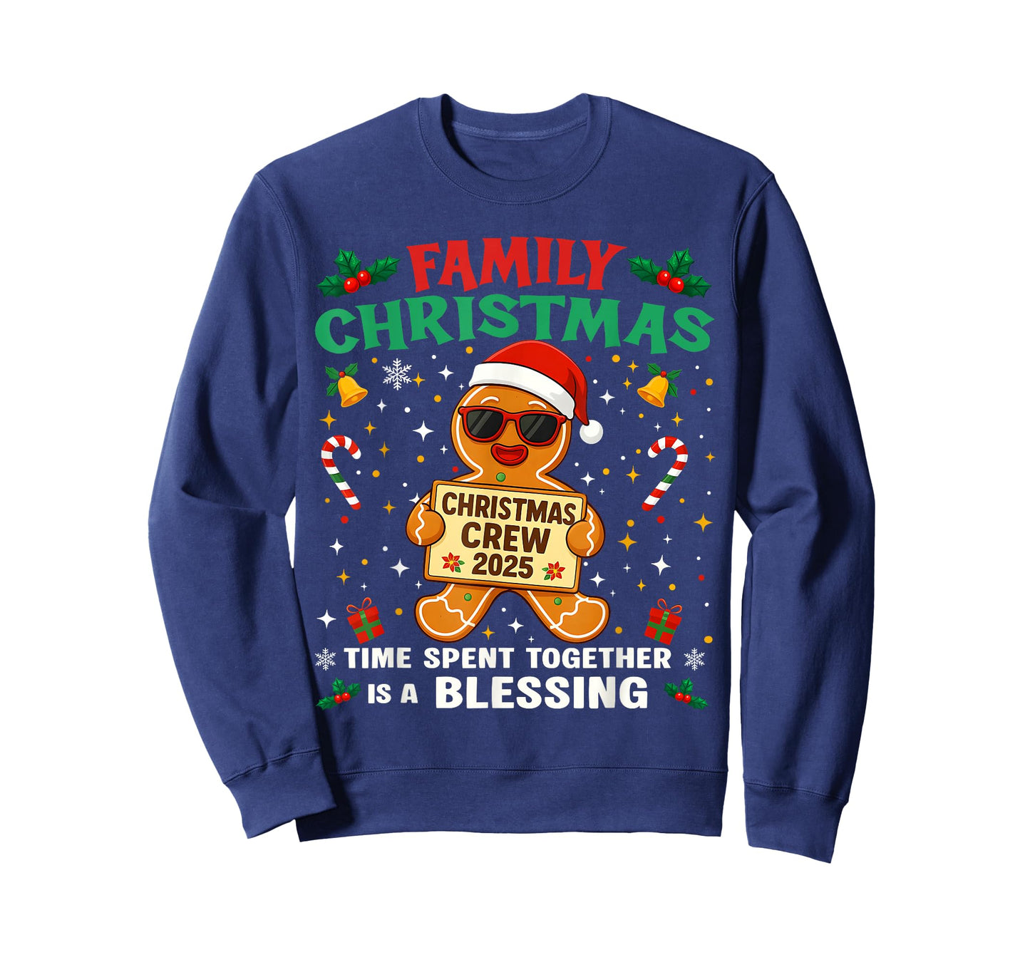 Funny Family Christmas Crew 2025 Santa Xmas Gingerbread Man T-Shirt