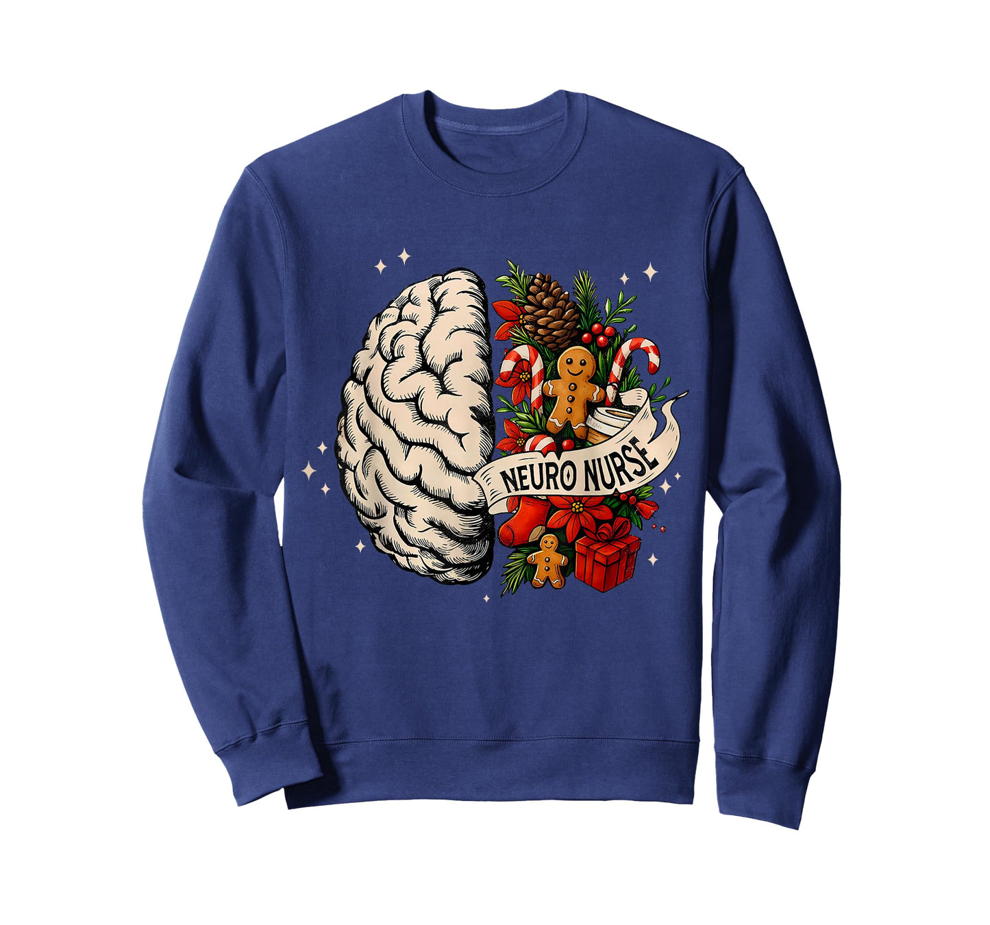 Floral Brain Anatomy Neuro Nurse Christmas Neuroscience Xmas T-Shirt