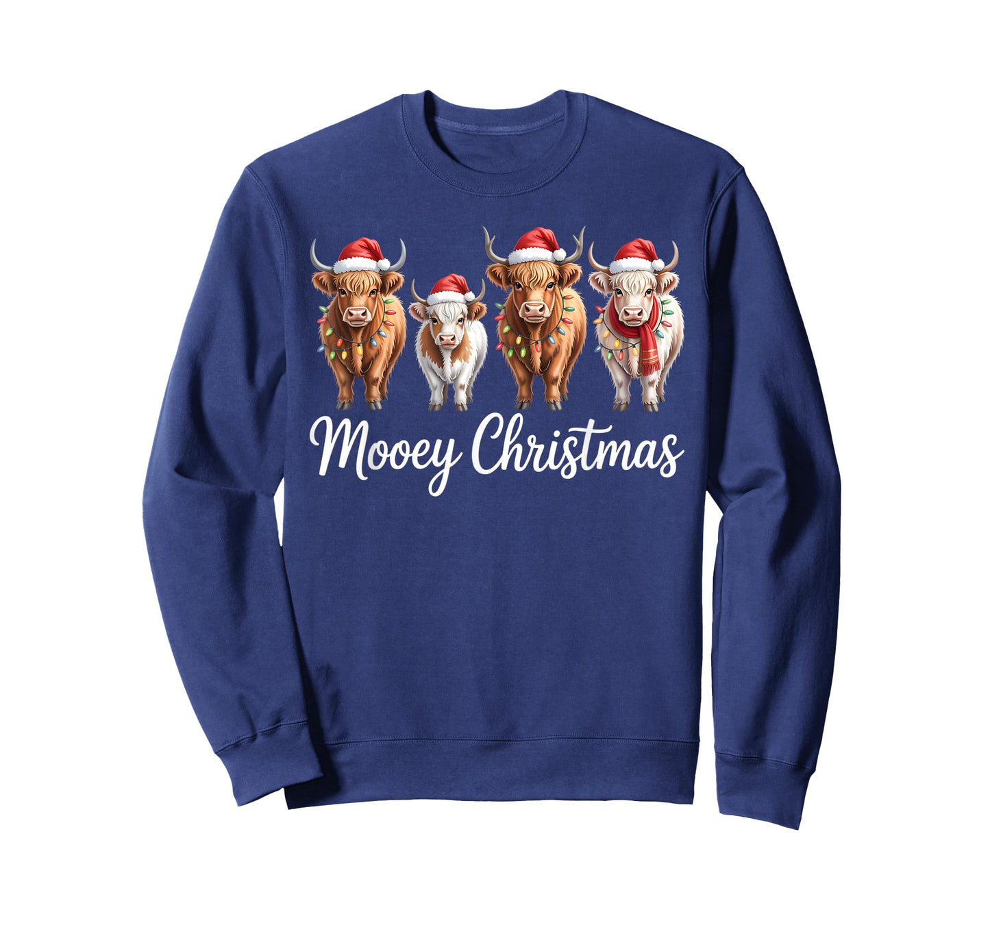 Mooey Christmas Santa Highland Cow Santa Xmas Tree Pajamas T-Shirt