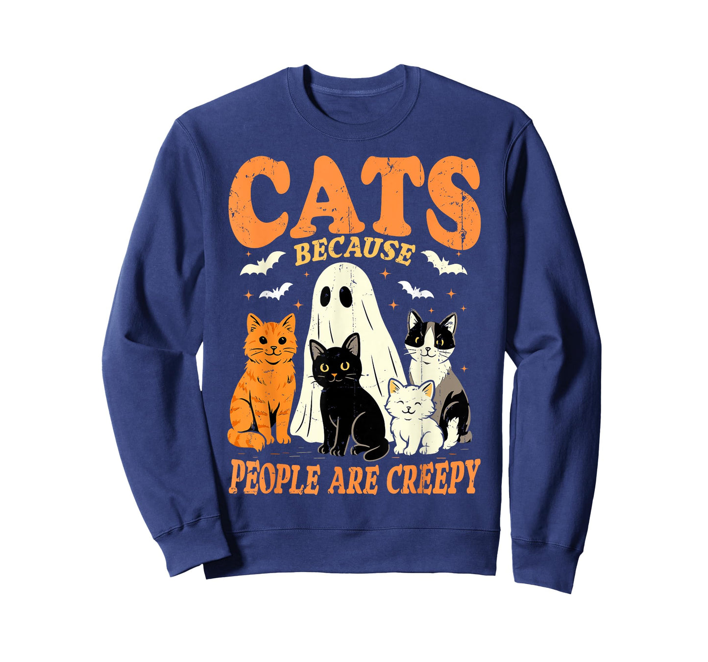 Cats Because People are Creepy Funny Halloween Cat Lovers T-Shirt
