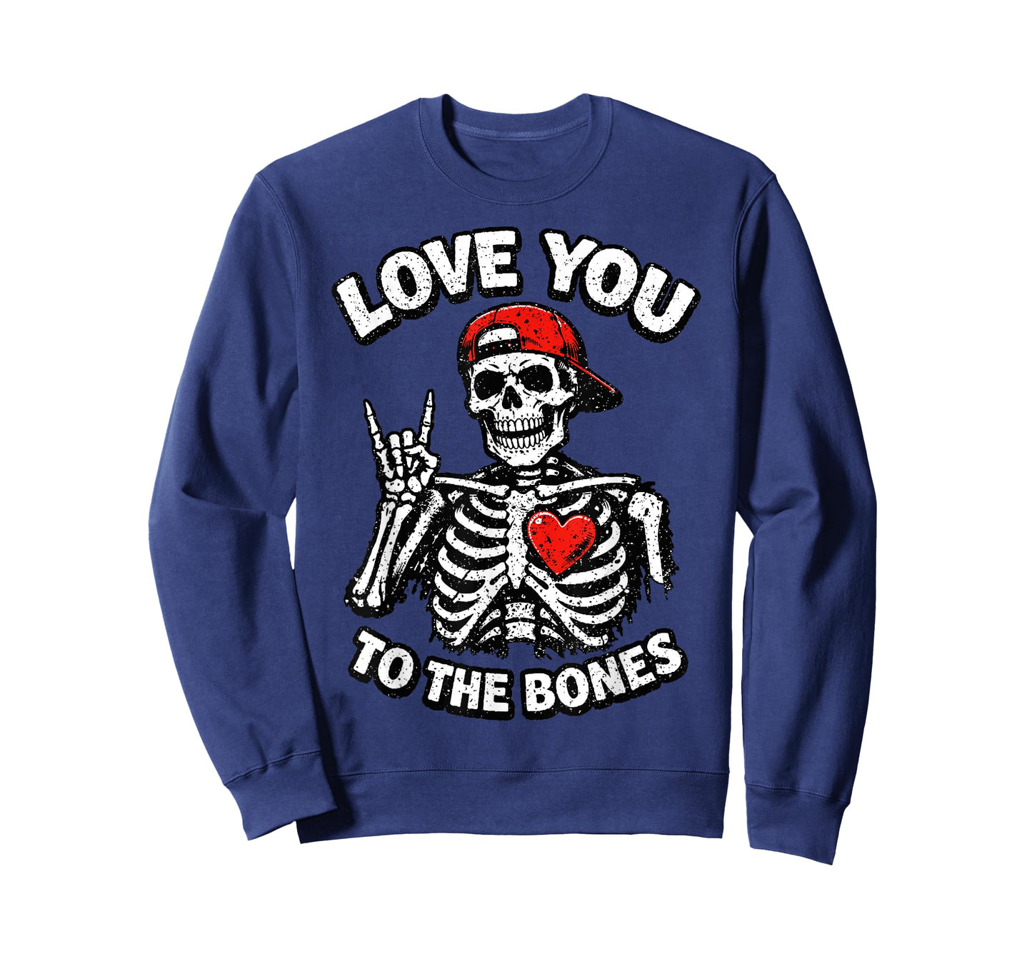 Valentines Day Skeleton Rocker Love You to The Bones Rock On T-Shirt