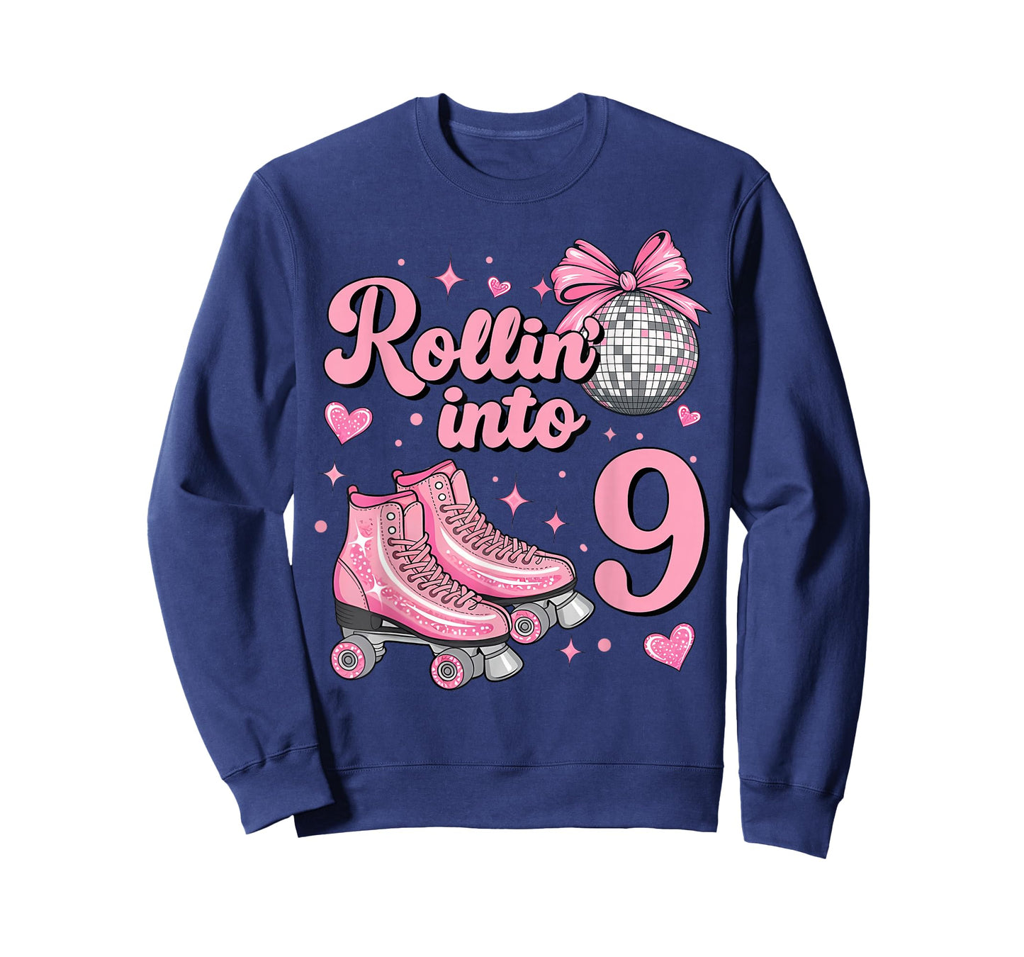 Rolling Into 9 Years Old Roller Skating Girl 9th Birthday T-Shirt