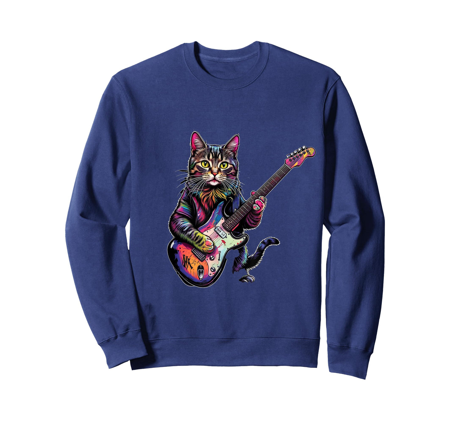 Funny Cat Playing Guitar Rock and Roll Gifts Men Women Kids T-Shirt