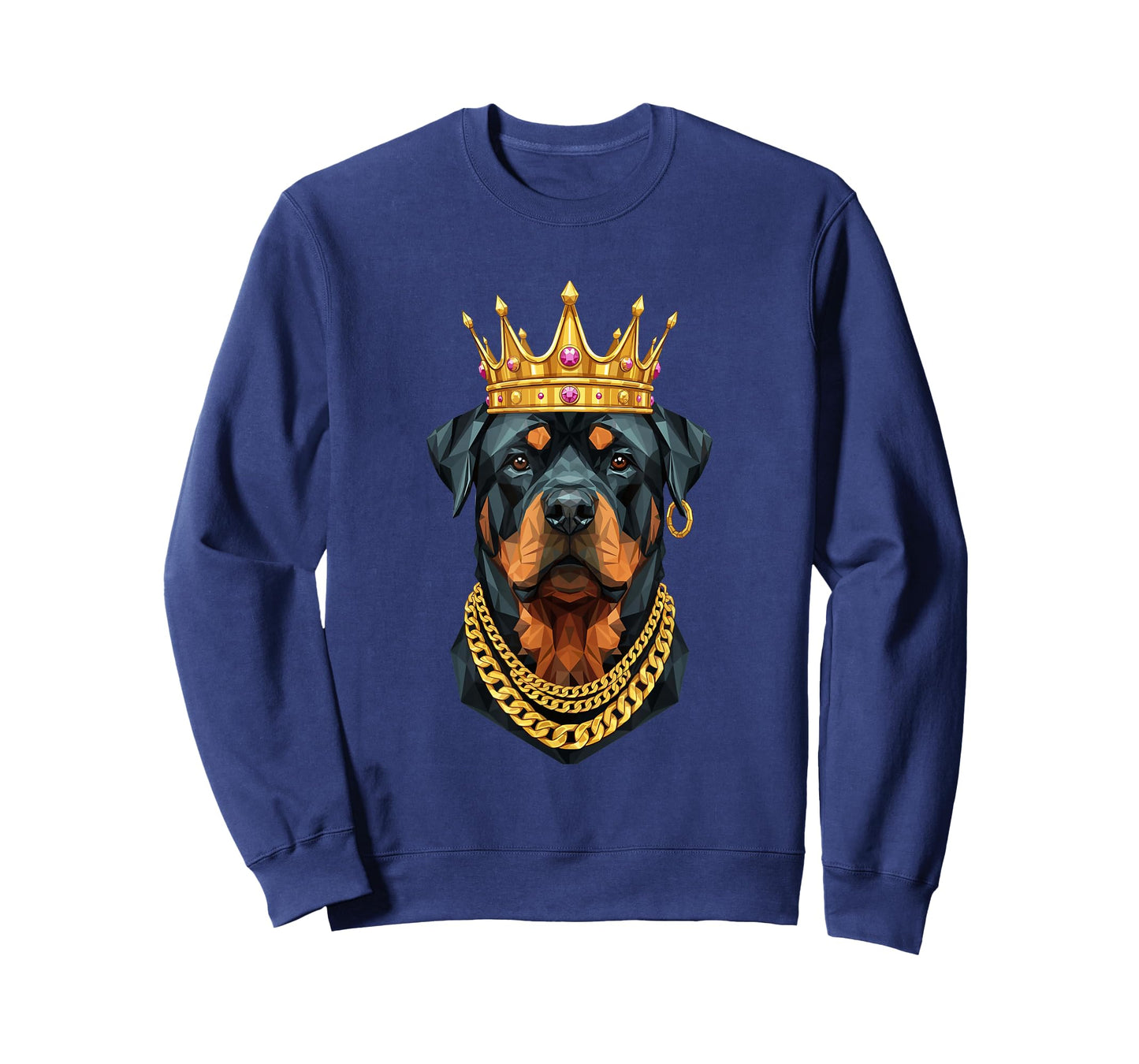 Rottweiler Dog Gangster Golden Crown King Regal Art T-Shirt