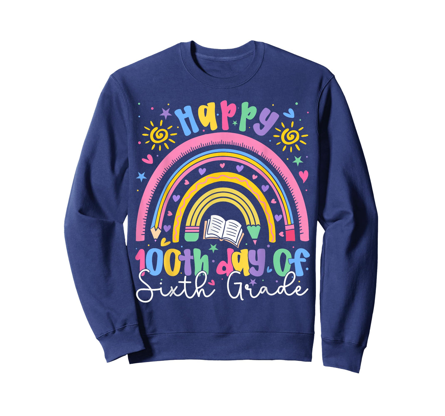 Happy 100th Day of 6th Grade Teacher Kids Rainbow Boy Girl T-Shirt