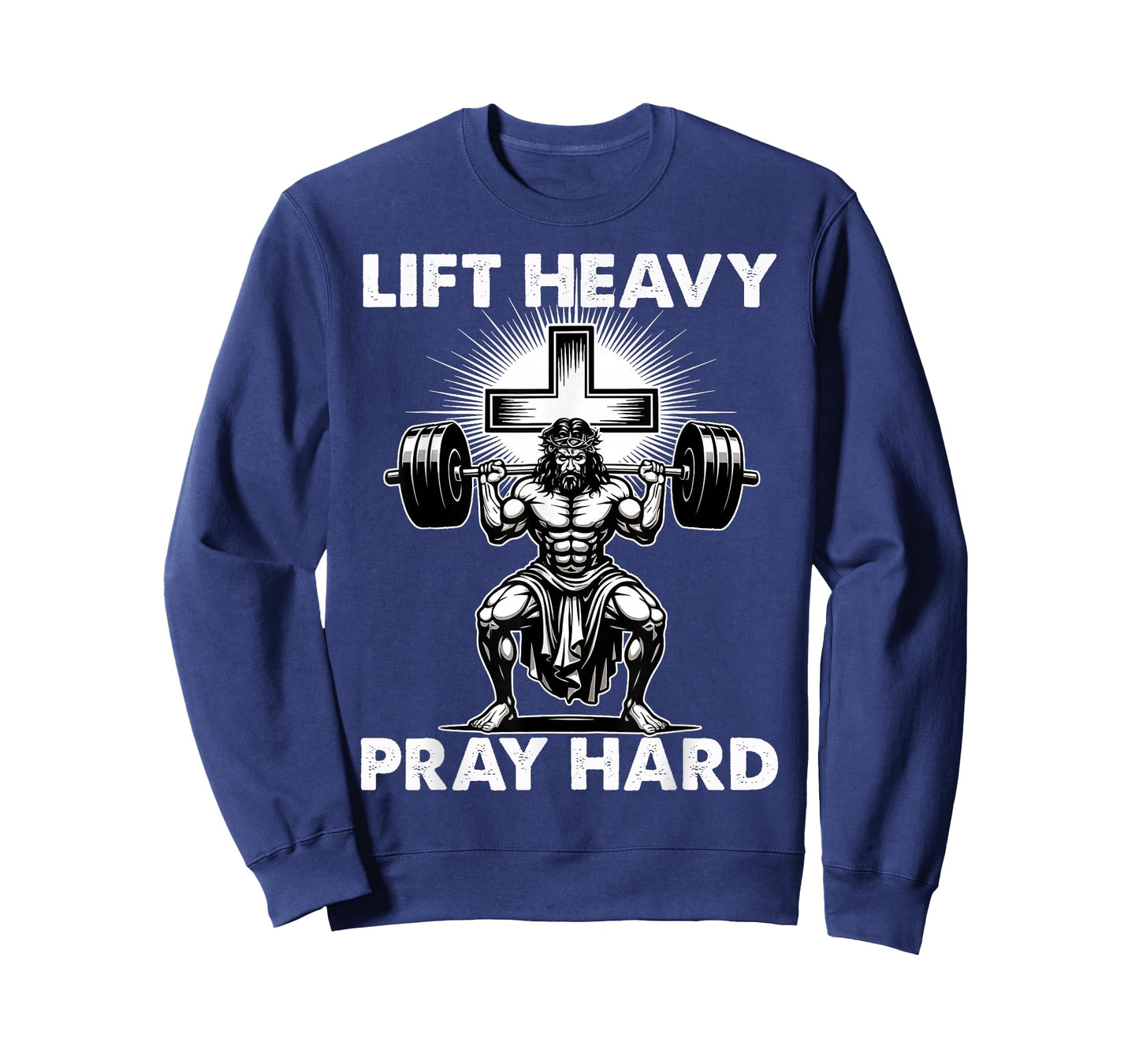 Lift Heavy Pray Hard Workout Christian Lifting Jesus Gym God T-Shirt