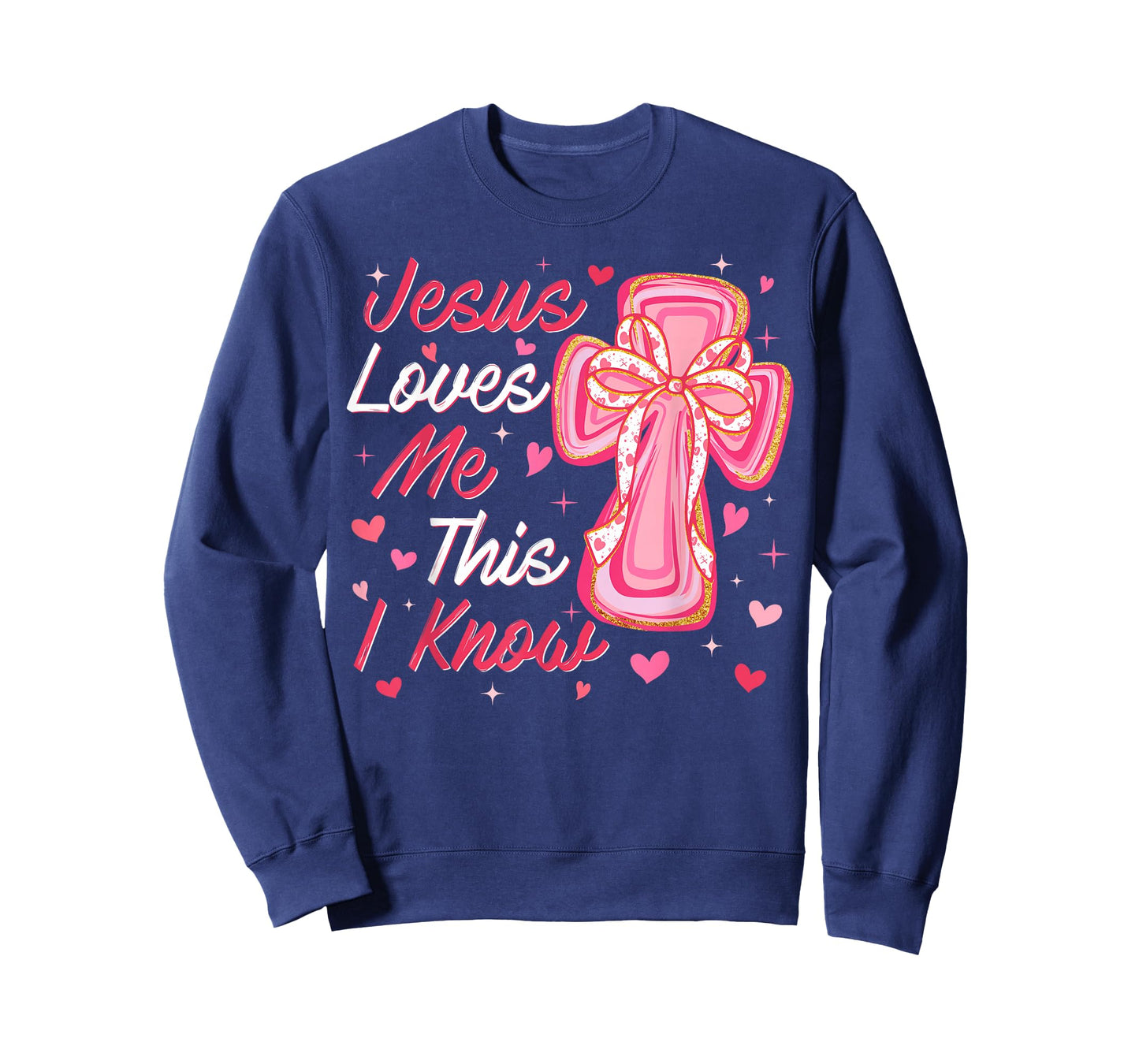 Valentine Jesus Loves Me This I Know Christian Cross Bow T-Shirt