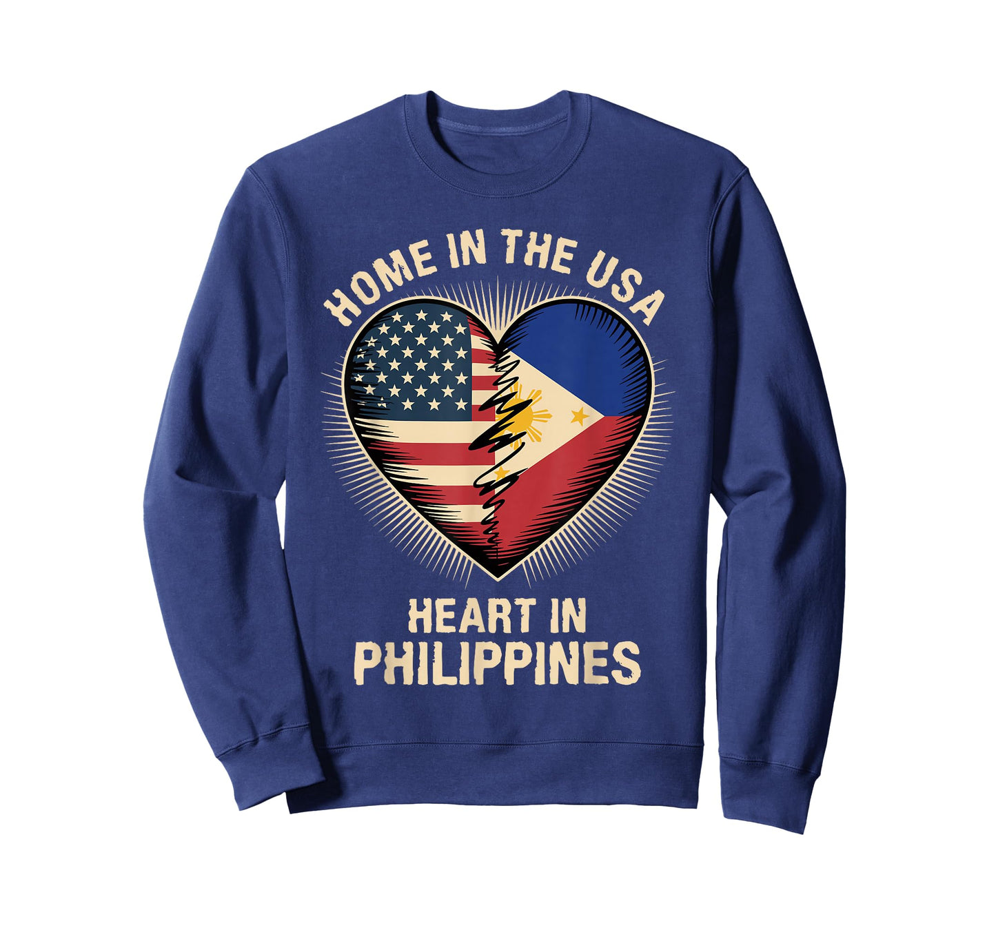 Home in The USA Heart in Philippines Filipino American T-Shirt