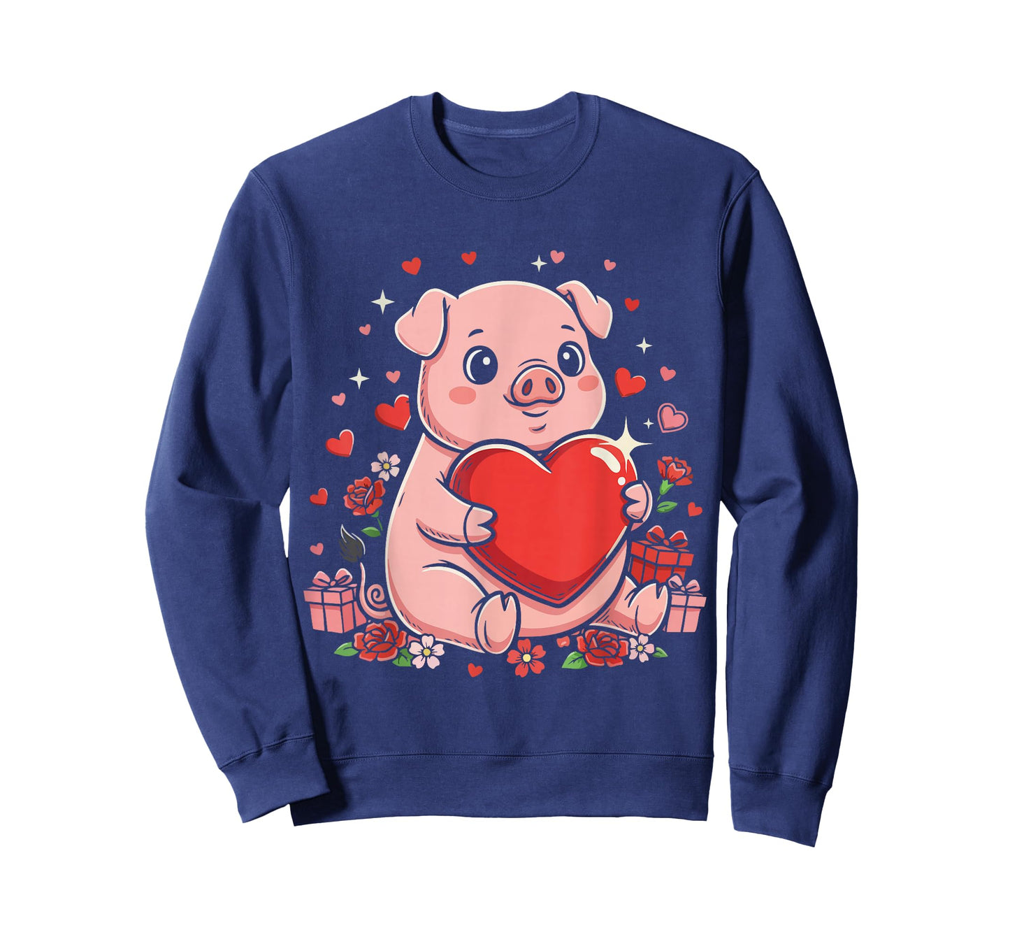 Pig Cute Farm Animal Holding Heart Love Valentine T-Shirt