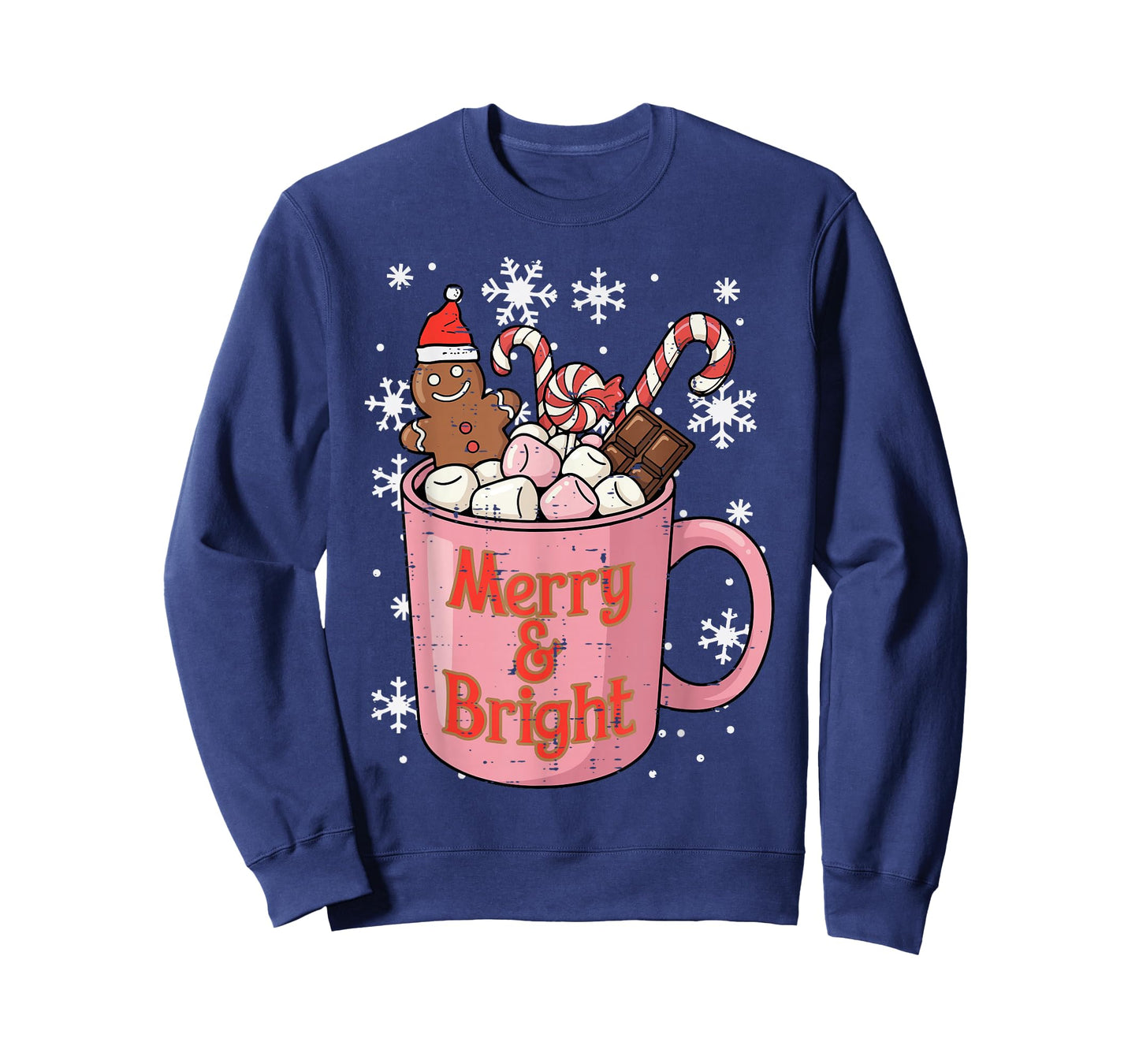 Christmas Gingerbread Cocoa Merry Bright Xmas Women Girls T-Shirt