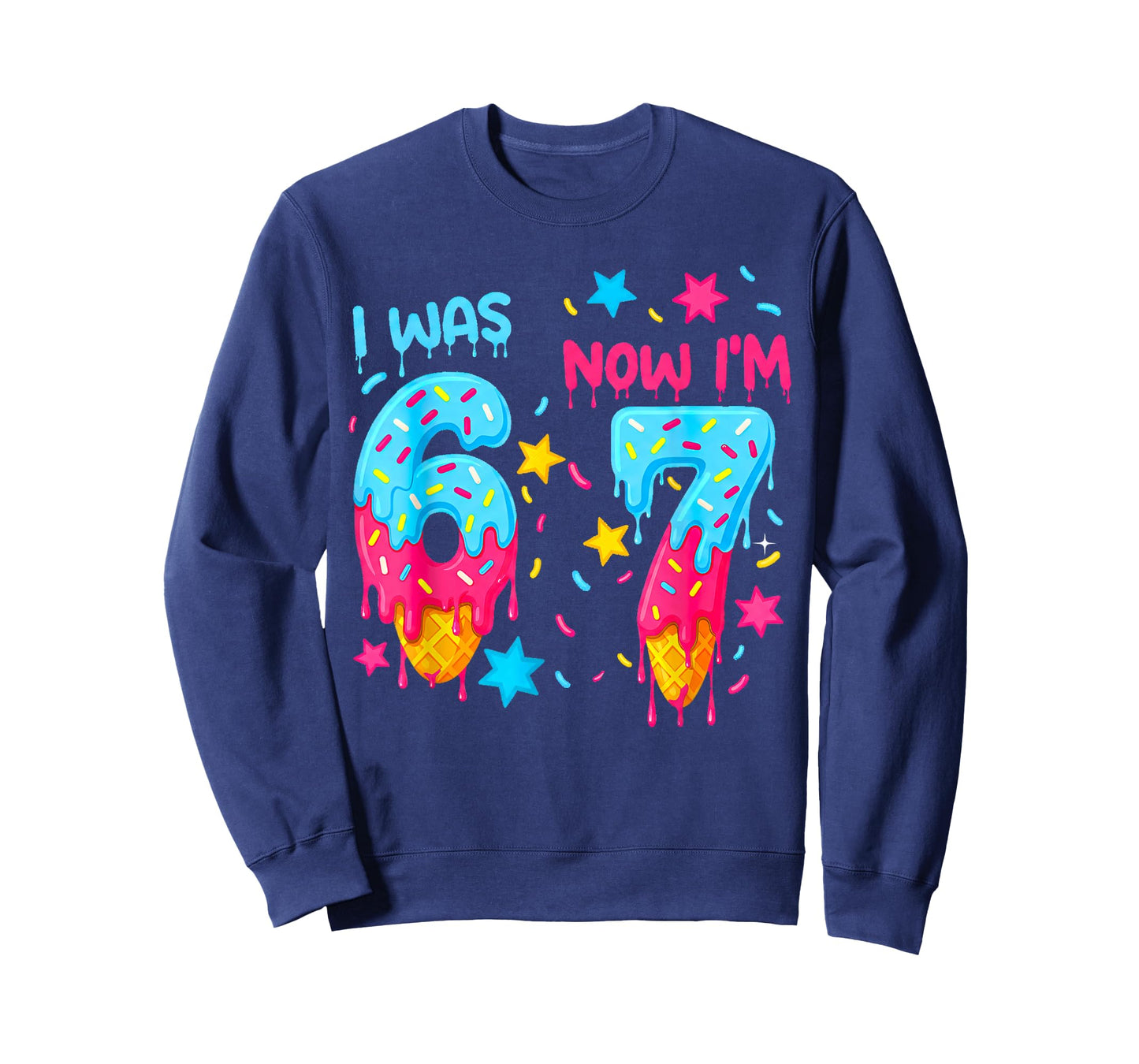 I was 6 Now I'm 7 Funny 7th Birthday Kids Ice Cream Drip T-Shirt