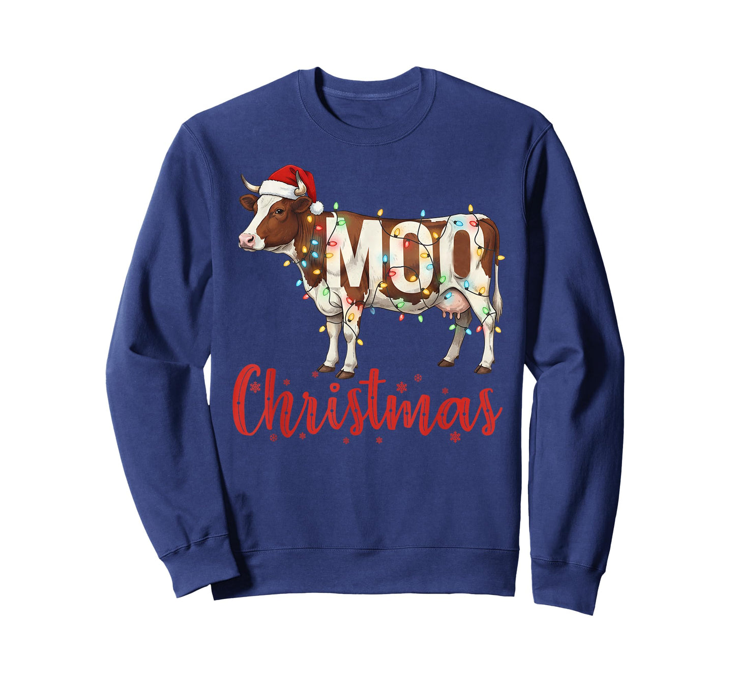 Funny Cow Lovers Cattle Famer Farming MOO Christmas Lights T-Shirt