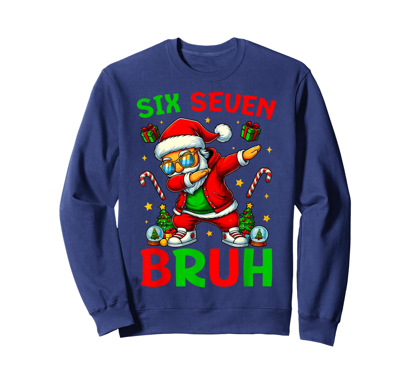Six Seven 6 7 Meme Dabbing Santa Merry Christmas Bruh T-Shirt