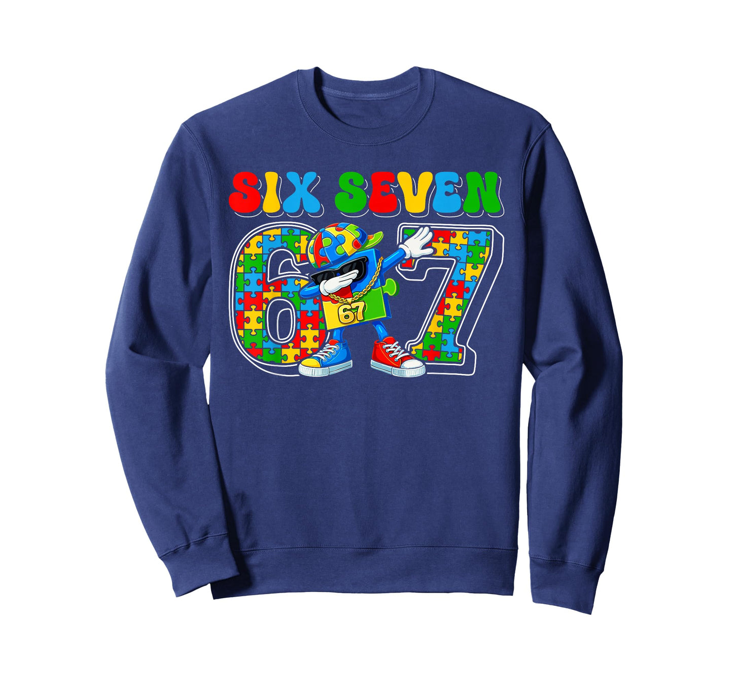 Six Seven Autism Awareness 67 Meme Autism Puzzle Kids Boys T-Shirt