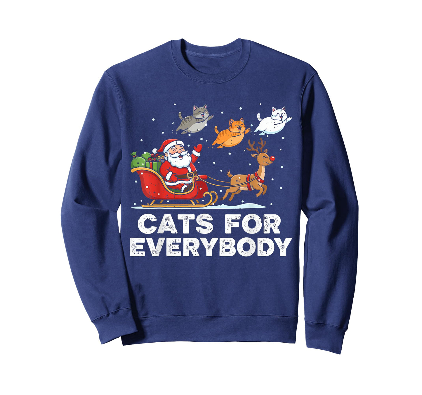 Cats for Everybody Christmas Cats Funny Santa Sleigh Xmas T-Shirt