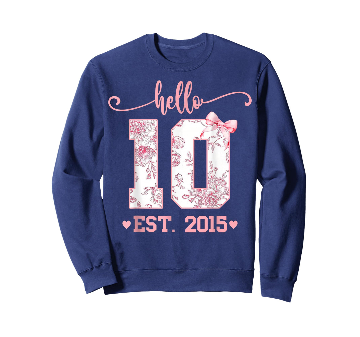Hello Ten Double Digits Floral Coquette Bow 10th Birthday T-Shirt