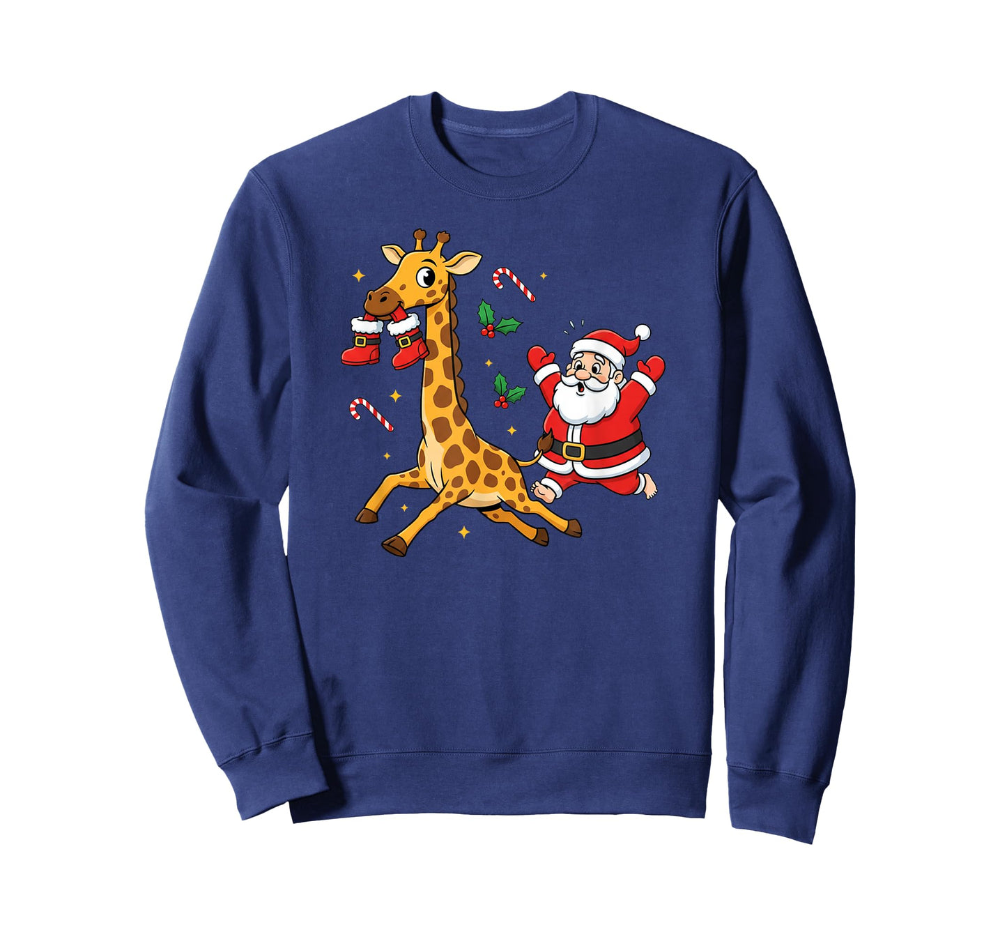 Funny Giraffe Santa Claus Boots Christmas Womens Mens Kids T-Shirt