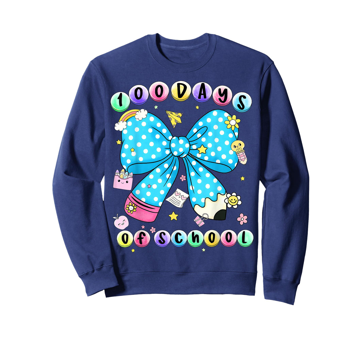 100th Day of School Pencil Dot Coquette Bow Teacher Girls T-Shirt