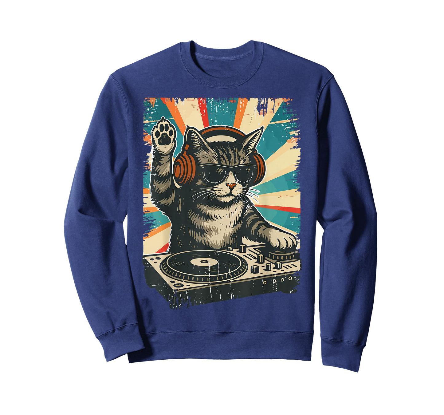 Funny DJ Cat Retro Cat Meme for Men Women T-Shirt