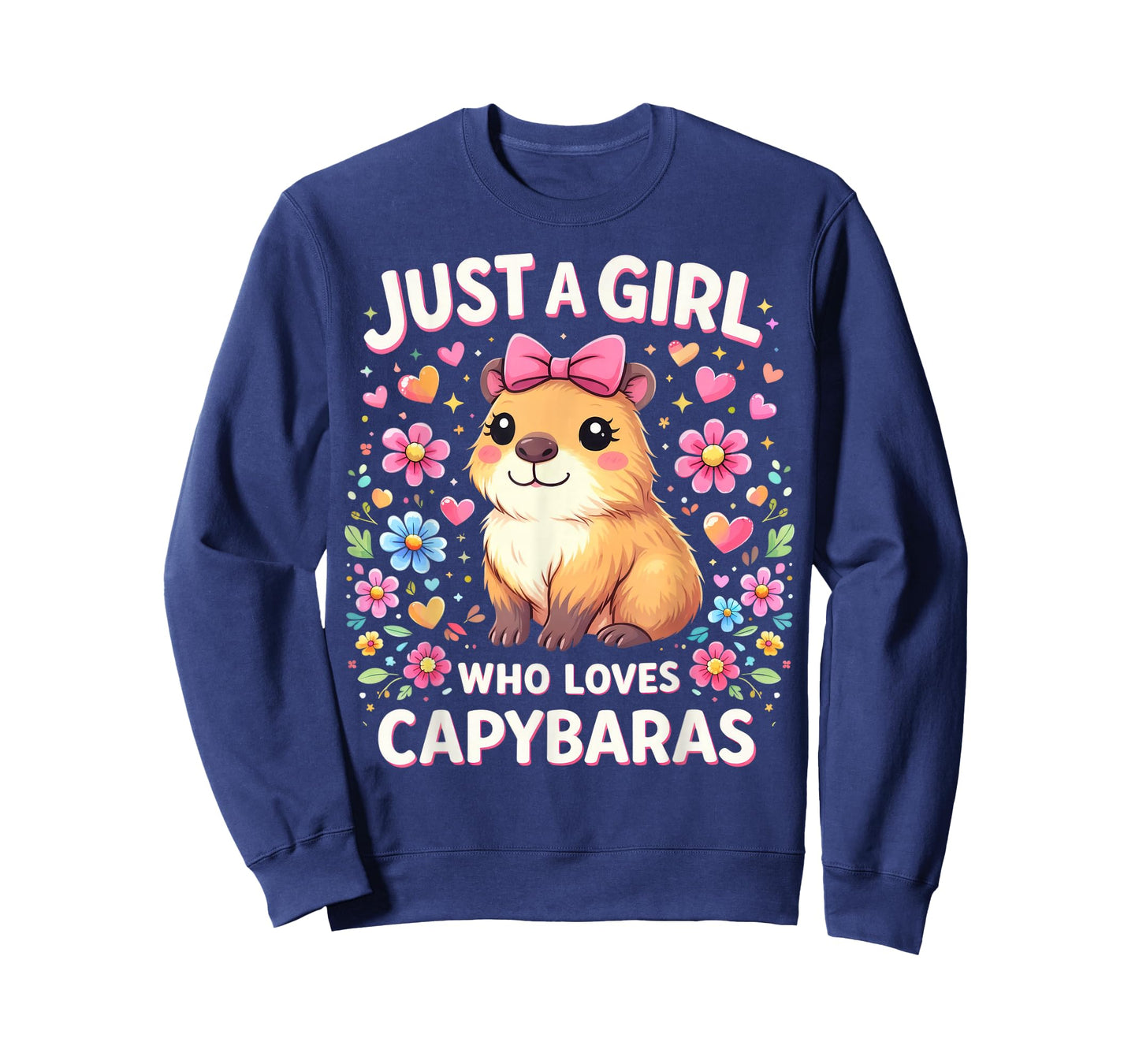 Just a Girl who Loves Capybaras Cute Pink Bow Capybara Lover T-Shirt