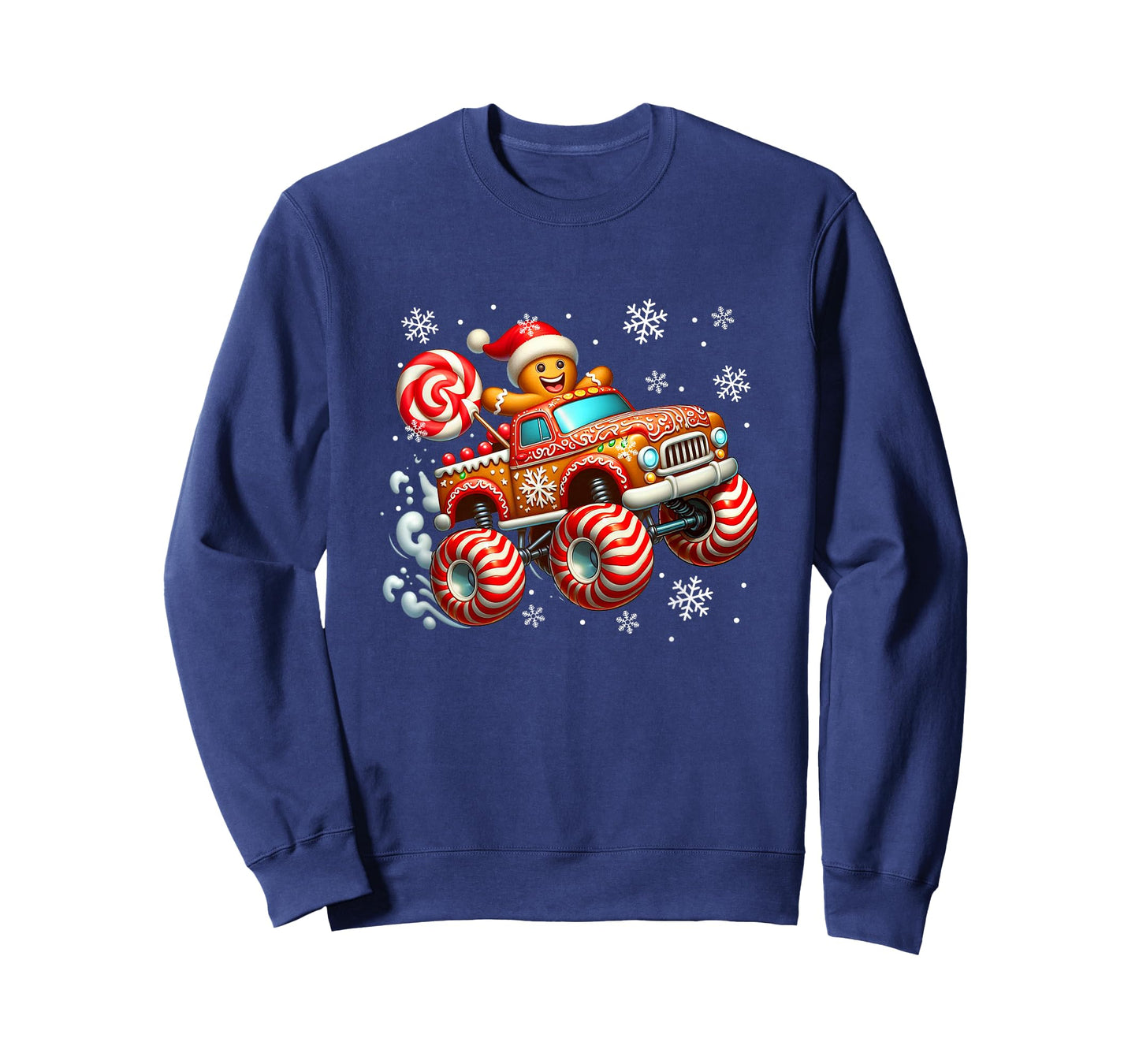 Santa Gingerbread Candy On Monster Truck Cookies Xmas Baker T-Shirt