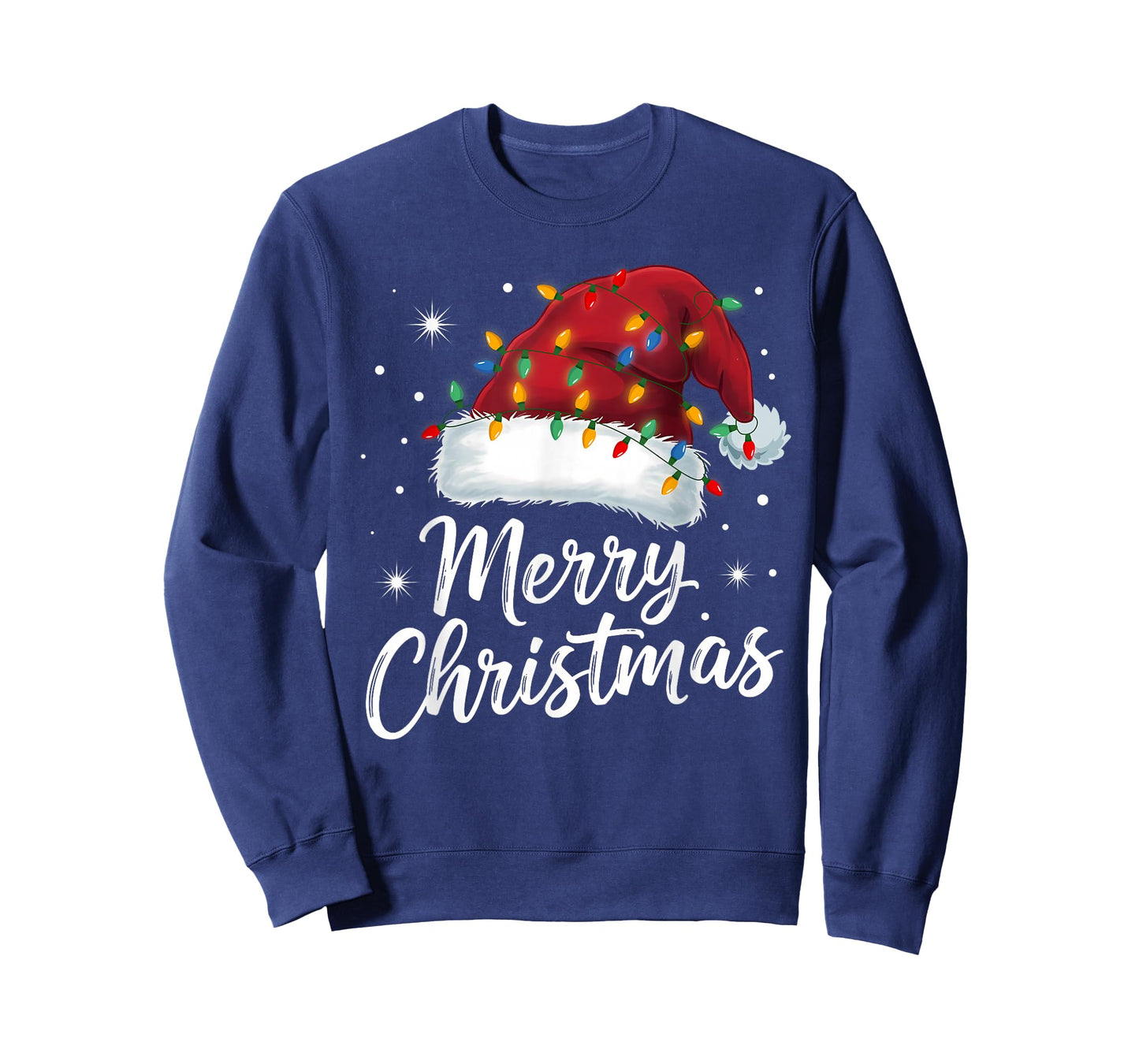Merry Christmas Lights Red Santa Hat Xmas Family Men Women T-Shirt