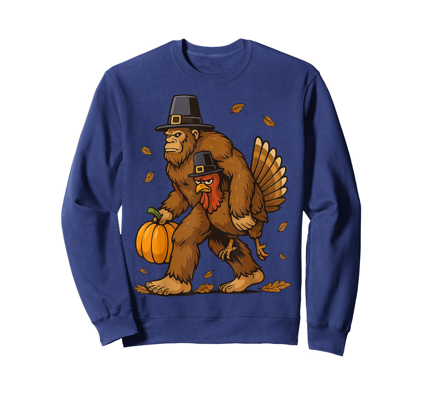 Bigfoot Pilgrim Turkey Pumpkin Thanksgiving Day Boys Men T-Shirt