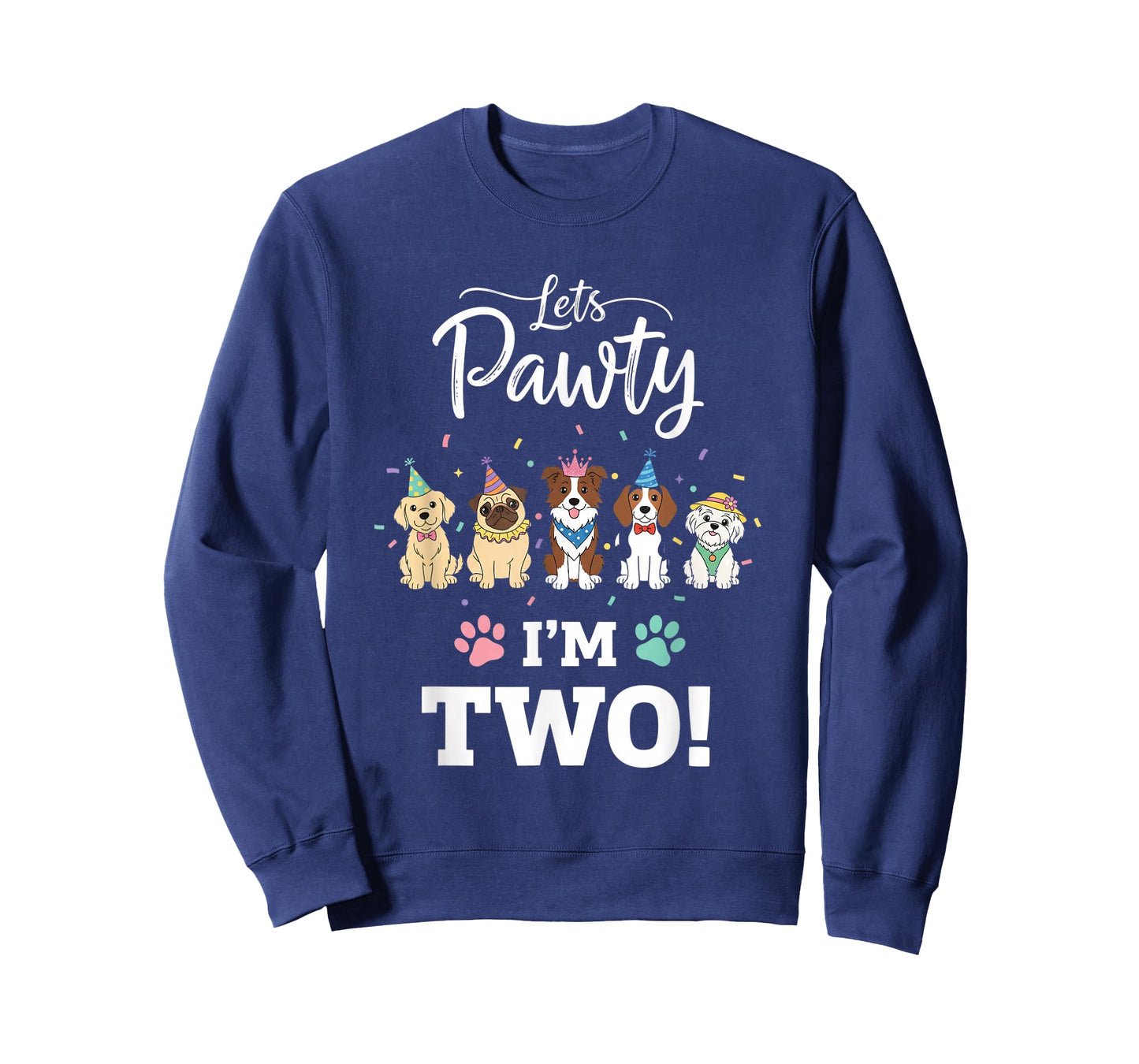 Dog Lets Pawty I'm Two! Puppy Birthday Party Design T-Shirt