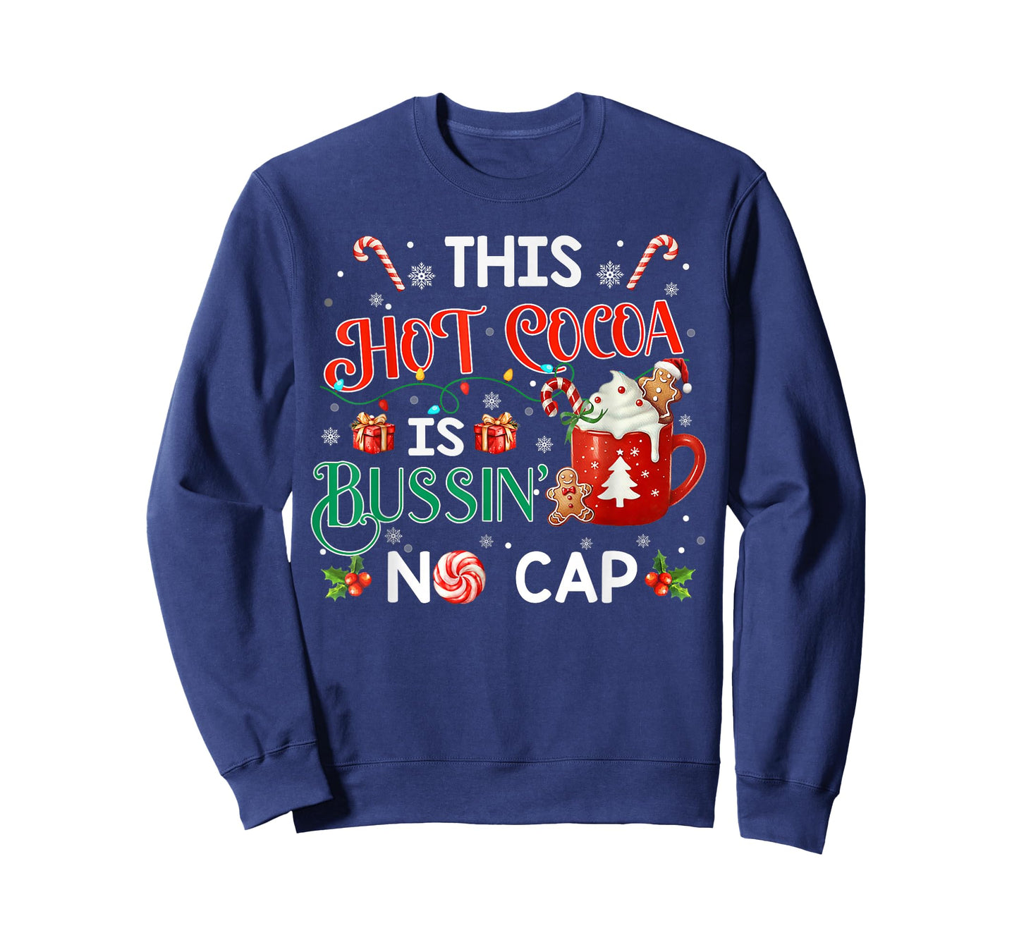 This Hot Cocoa is Bussin’ No Cap Christmas Gen Z Matching T-Shirt