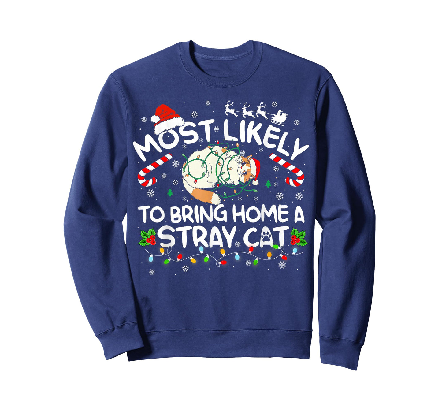 Most Likely to Bring Home A Stray Cat Matching Christmas T-Shirt