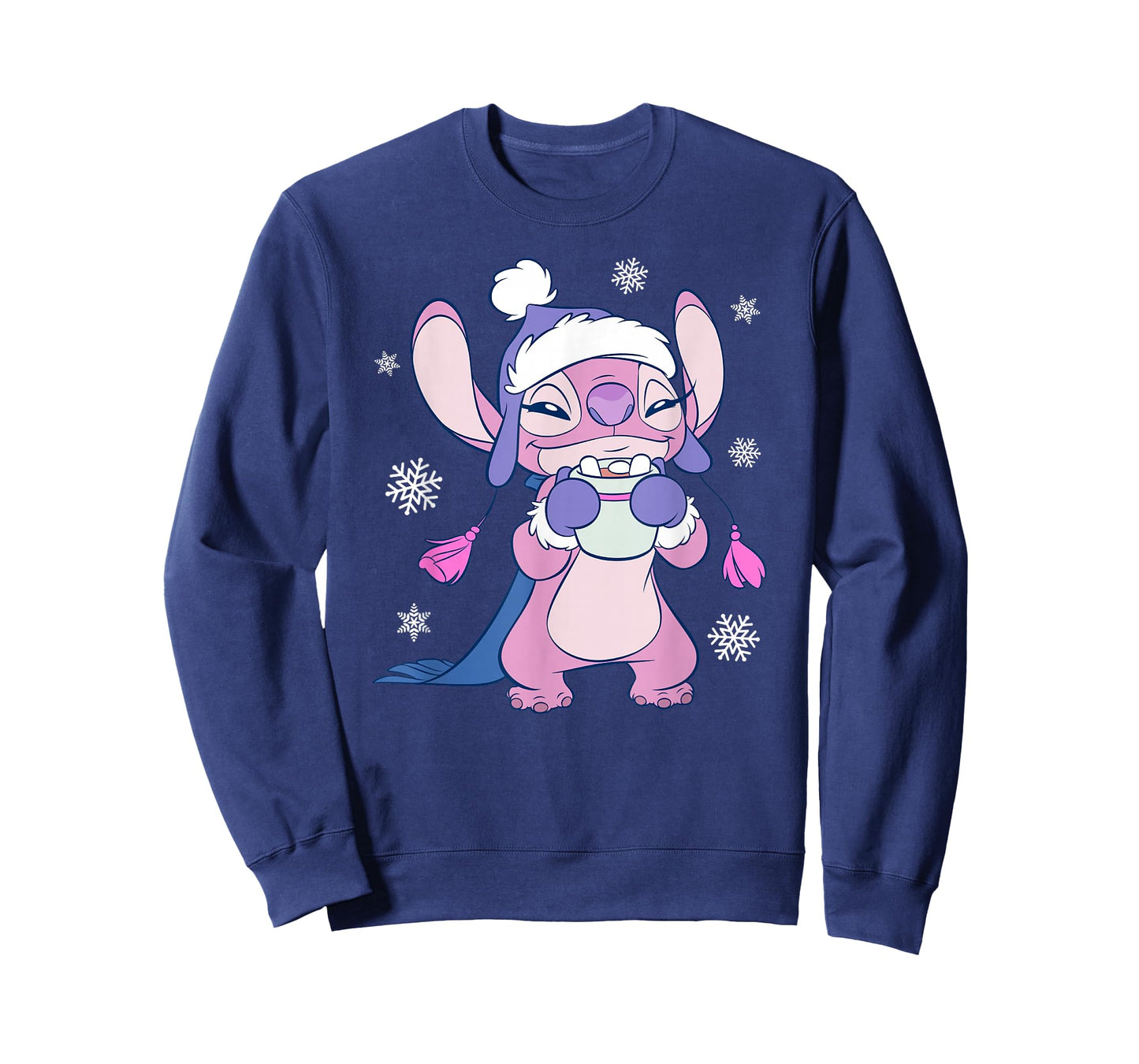 Disney Lilo & Stitch Christmas Angel Enjoying Hot Chocolate T-Shirt