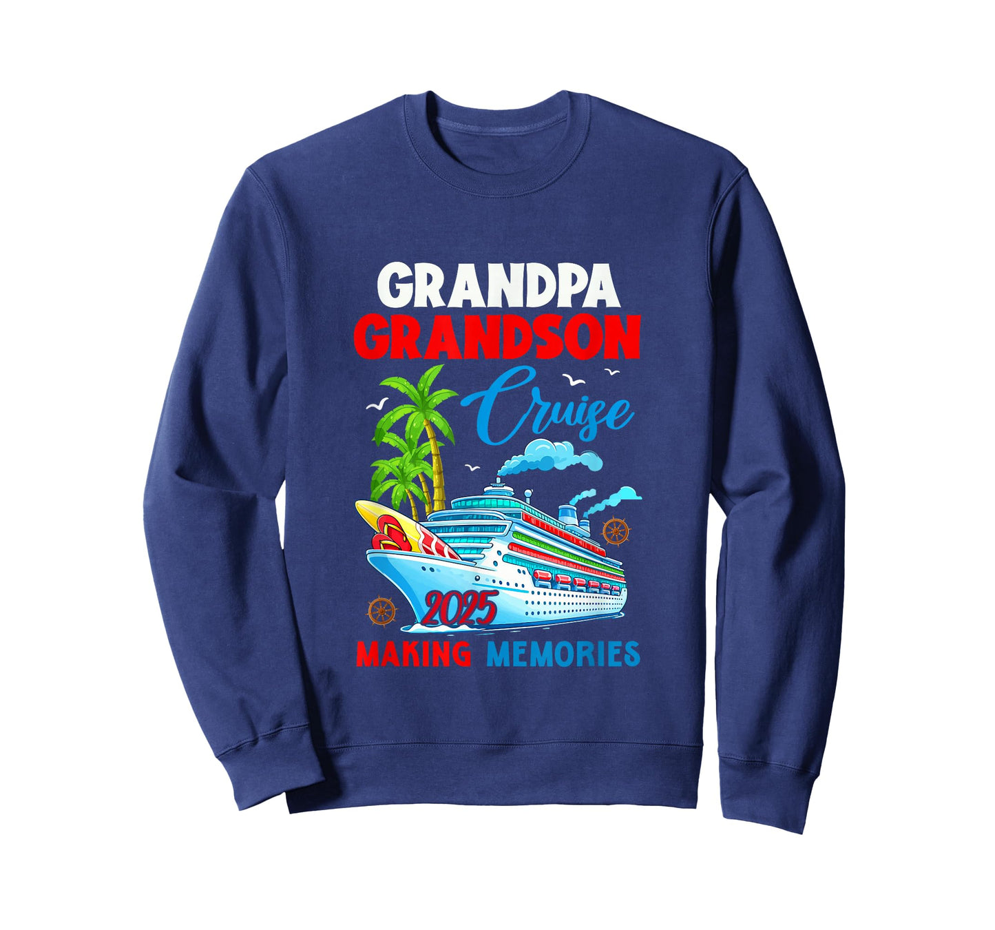 Grandpa Grandson Cruise 2025 Memories Christmas Family Kids T-Shirt