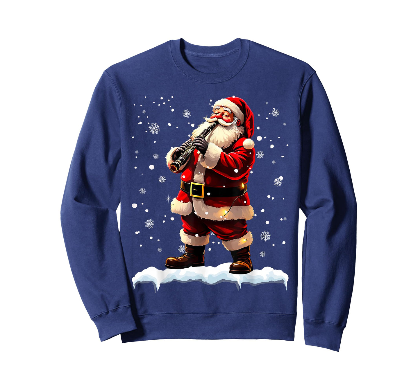 Santa Claus Playing Clarinet Christmas Xmas Music T-Shirt