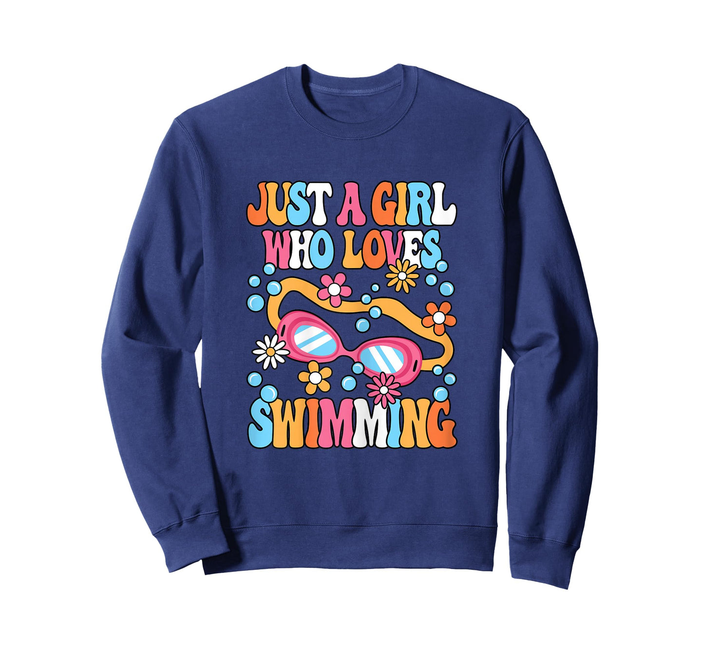 Just A Girl Who Loves Swimming Groovy Cute Swimmer Swim Kids T-Shirt