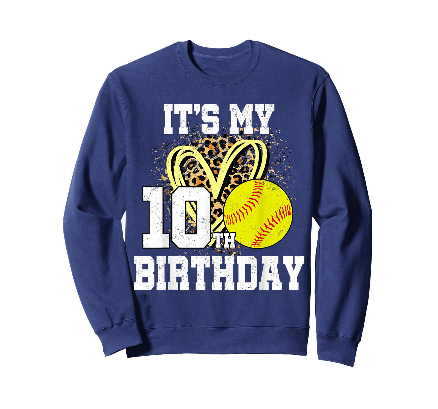 It's My 10th Birthday Softball Leopard 10 Year Old Birthday T-Shirt