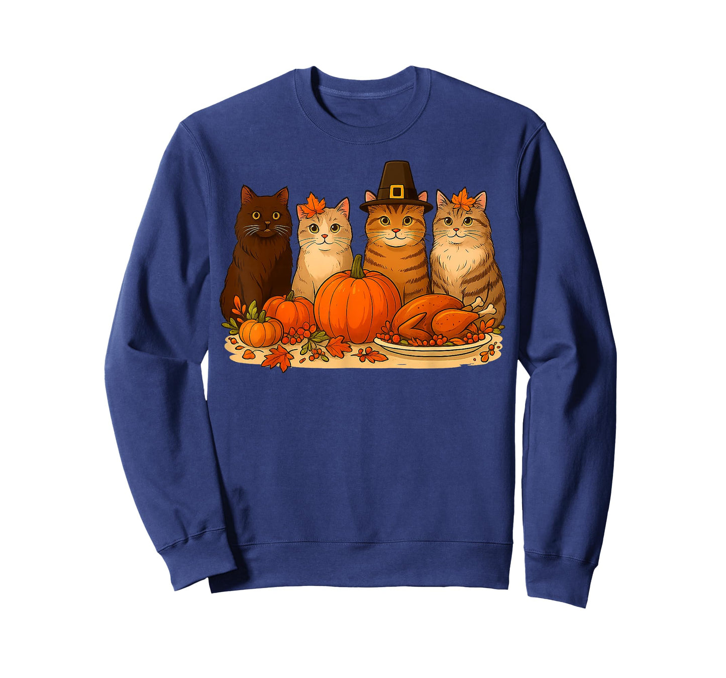 Thanksgiving Cats Dinner Pumpkin Autumn Gifts Men Women Kid T-Shirt
