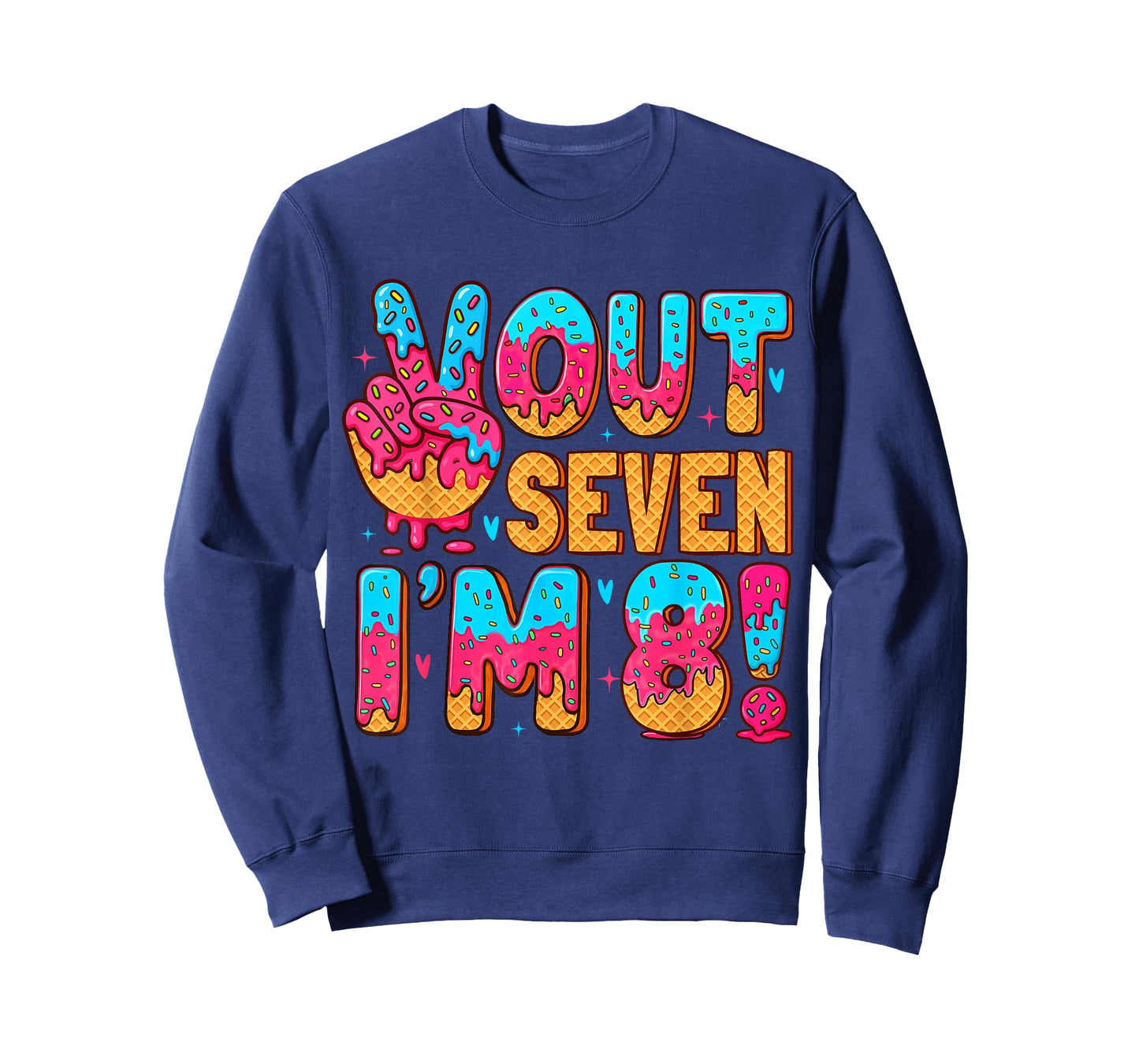 Peace Out 7 I'm 8 Eight Year Old 8th Birthday Ice Cream Drip T-Shirt