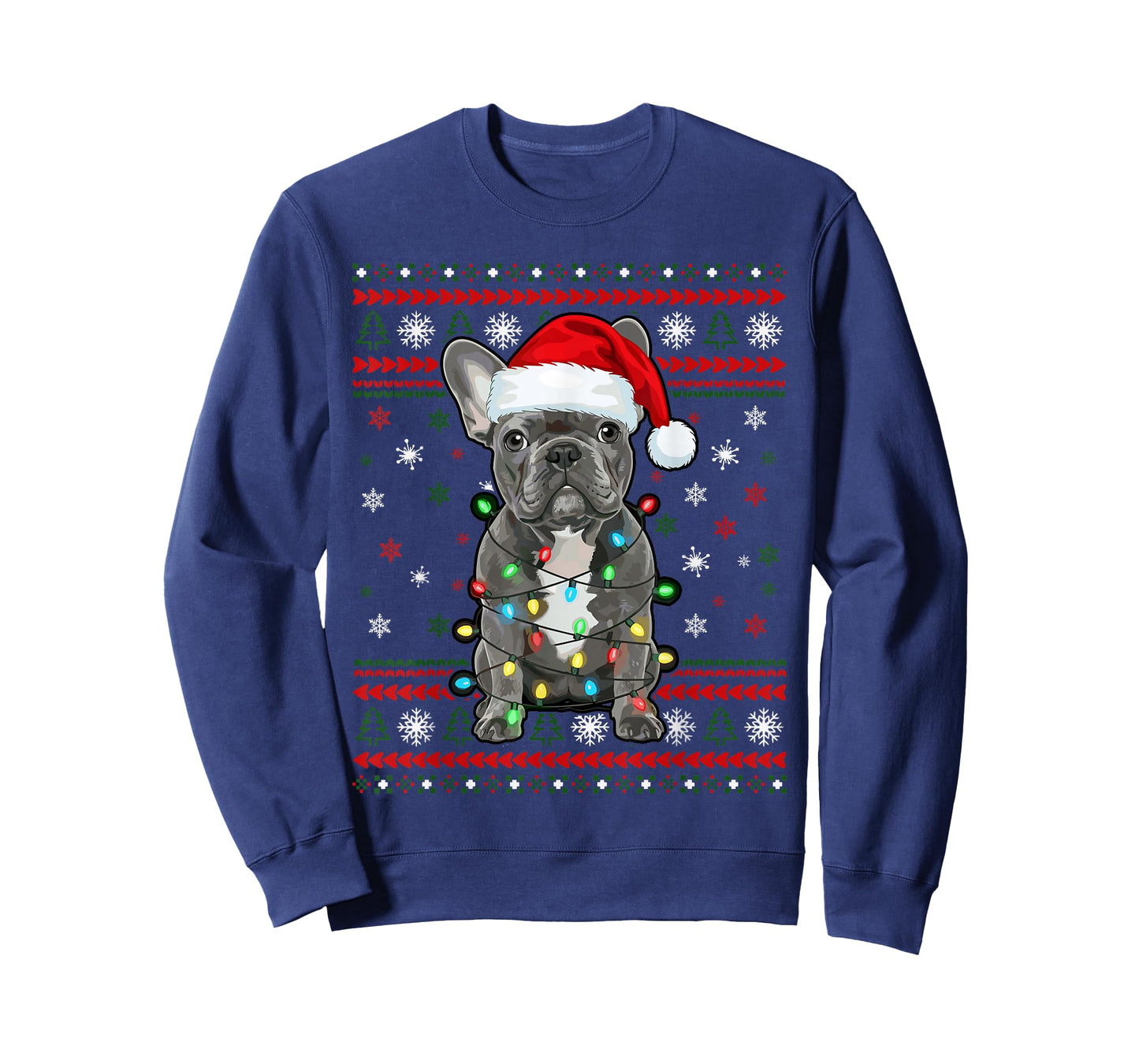 Dog Christmas, French Bulldog Christmas Lights Ugly Sweater T-Shirt