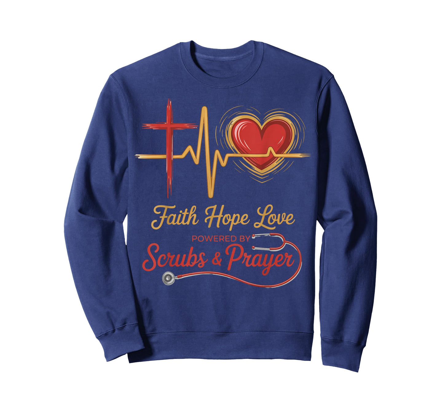 Scrubs and Prayer Nurse Christian God Jesus Faith Hope Love T-Shirt