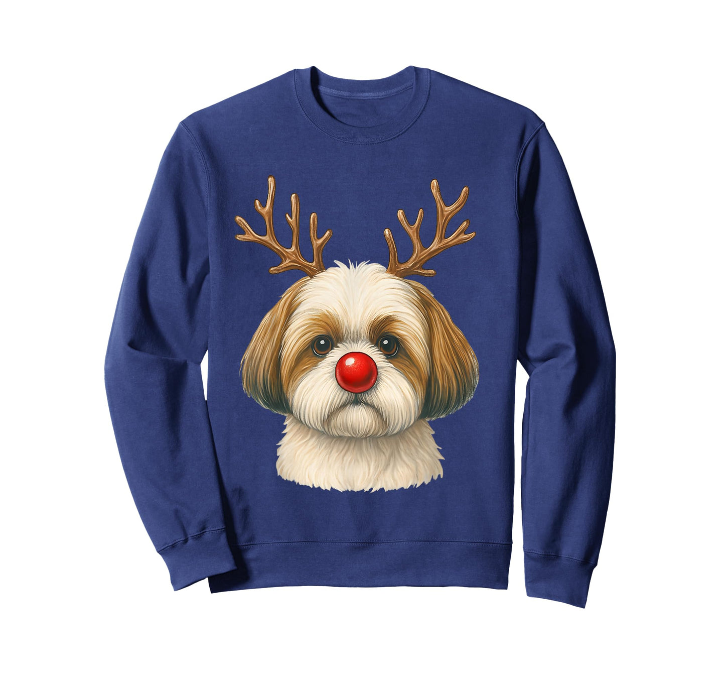 Cute Shih Tzu Christmas Reindeer Dog Lover Holiday T-Shirt