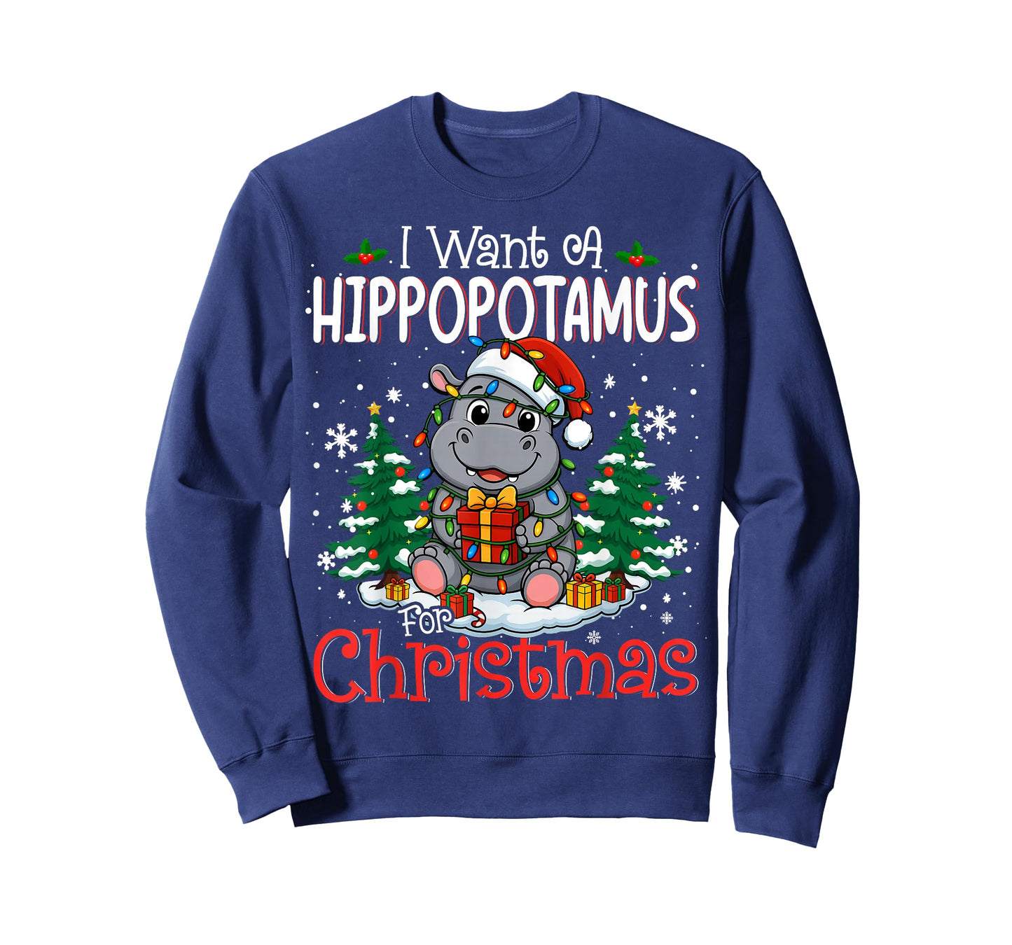 I Want a Hippopotamus for Christmas Cute Hippo Tee T-Shirt