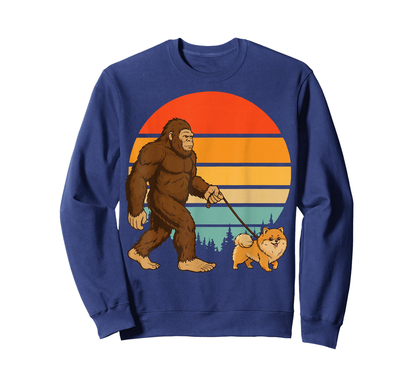 Bigfoot Pomeranian Retro T-Shirt