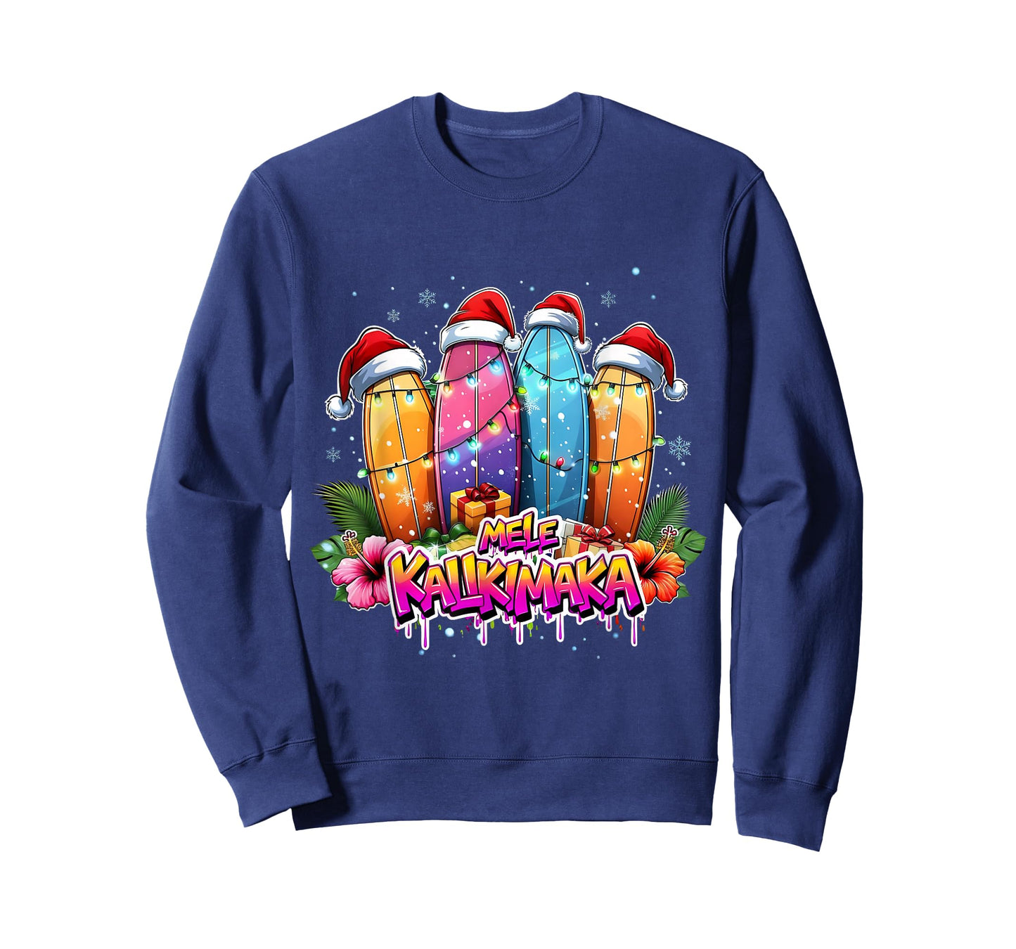 Mele Kalikimaka Surfboard Christmas Vibes T-Shirt