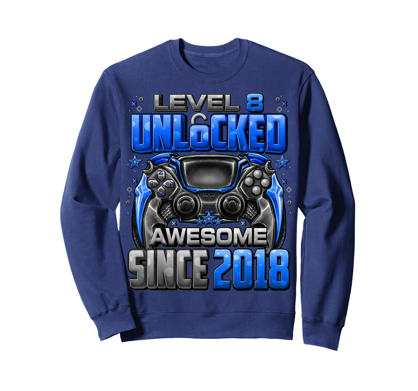 Level 8 Unlocked Awesome Since 2018 8th Birthday Gaming T-Shirt