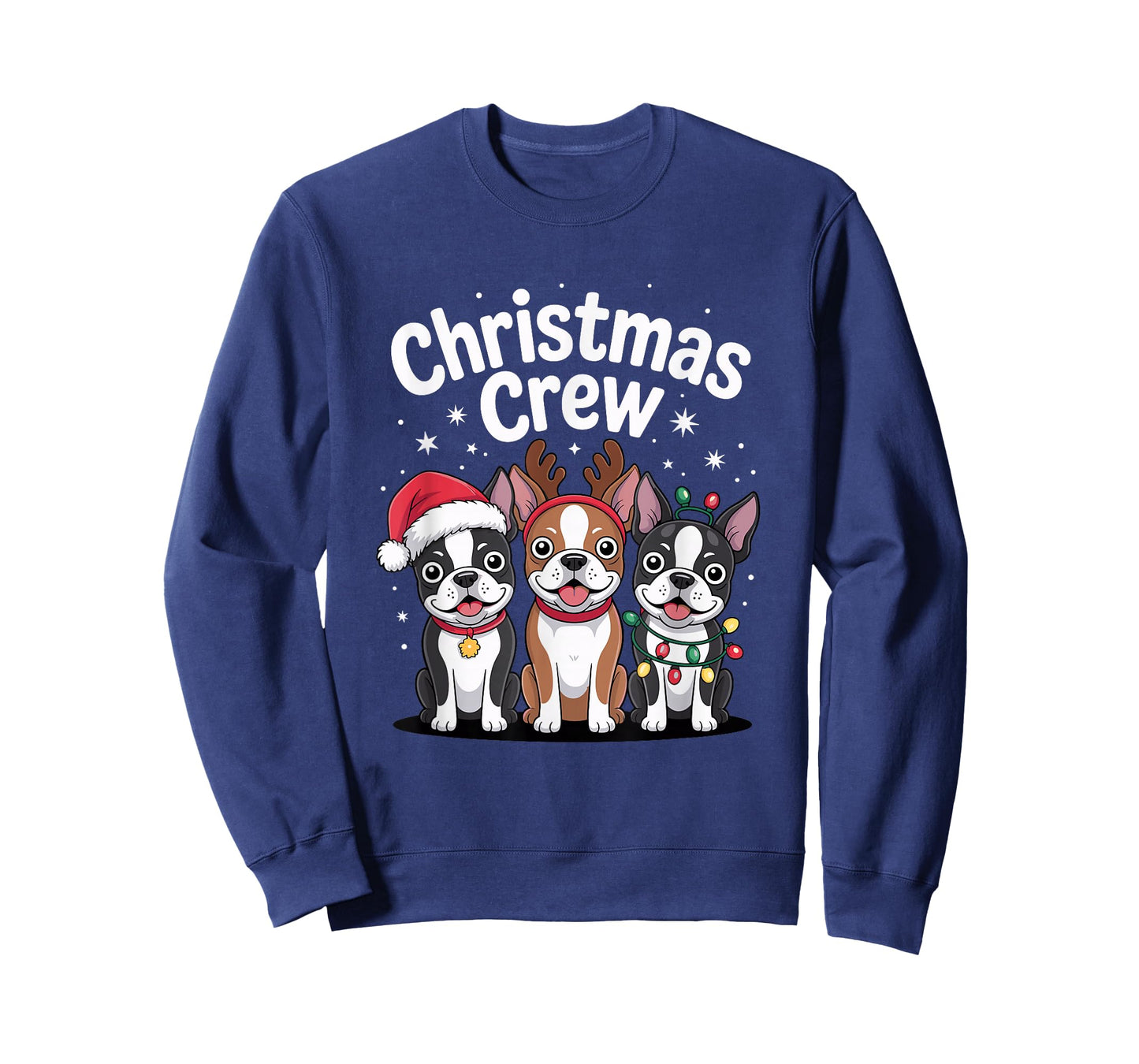 Christmas Crew Xmas Puppy Dog Funny Christmas Boston Terrier T-Shirt