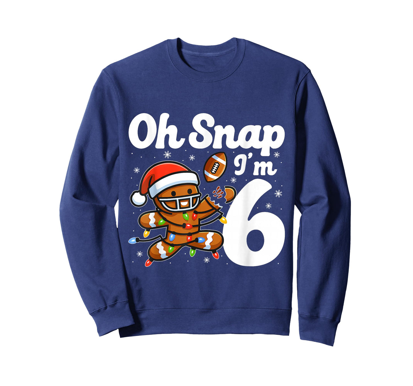 Oh Snap I'm 6 Gingerbreadman 6th Bday Christmas Football T-Shirt
