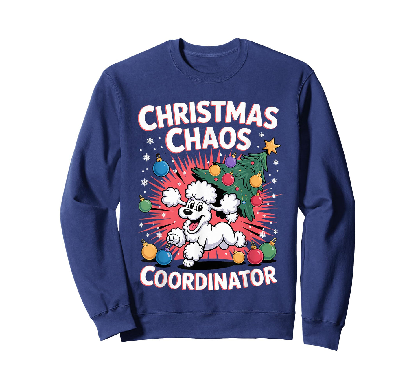 Christmas Chaos Coordinator Xmas Puppy Funny Poodle T-Shirt
