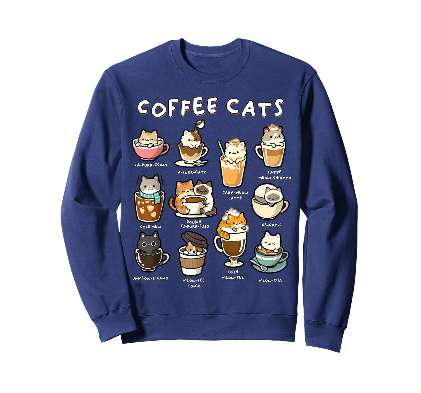Cute Coffee Cats Kawaii Pun Funny Cat Lover Barista T-Shirt